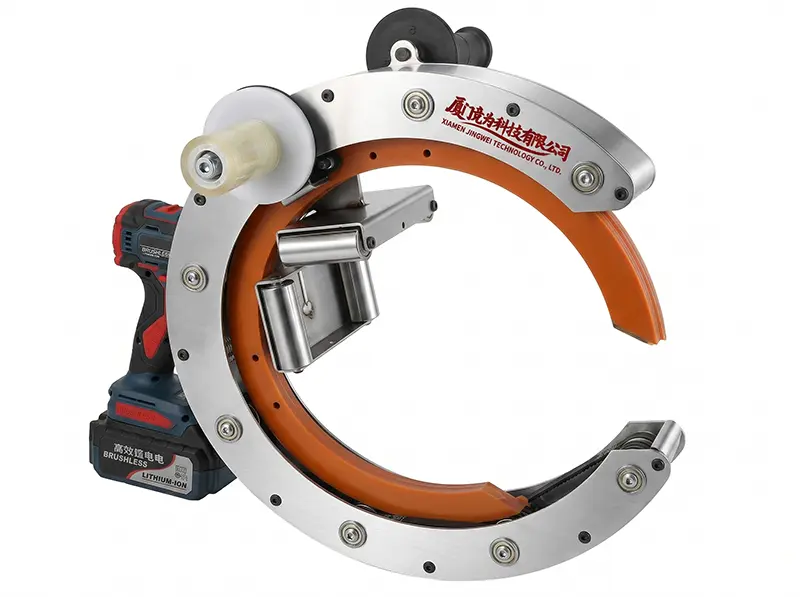 Enrolador Orbital Portátil Elétrico HROW-450 | Máquina de Filme Elástico para Tubos, Madeira e Produtos Longos