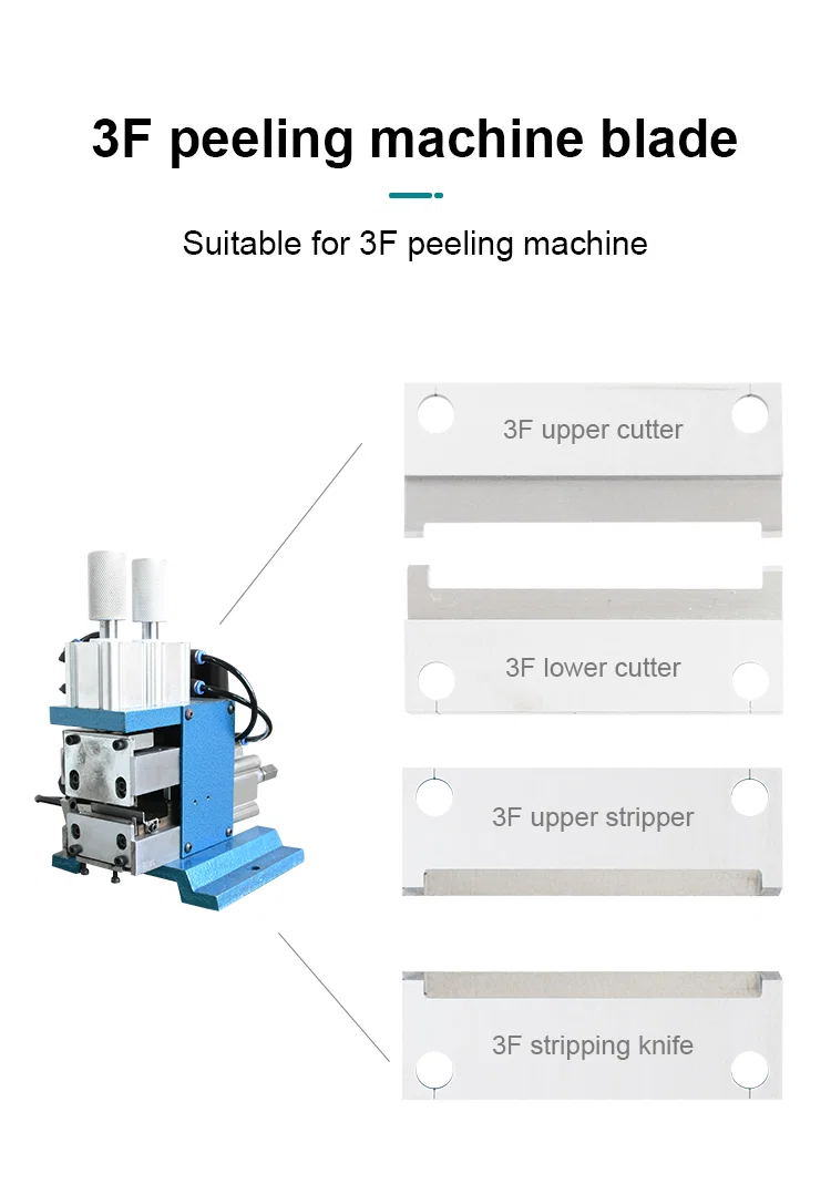 Wire stripper blade, vertical electric skinning blade, 3F core wire cutter blade, pneumatic skinning machine blade Lâmina do descascador do fio, lâmina de descascamento elétrica vertical, lâmina do cortador de fio do núcleo 3F, lâmina pneumática da máquina de descascamento