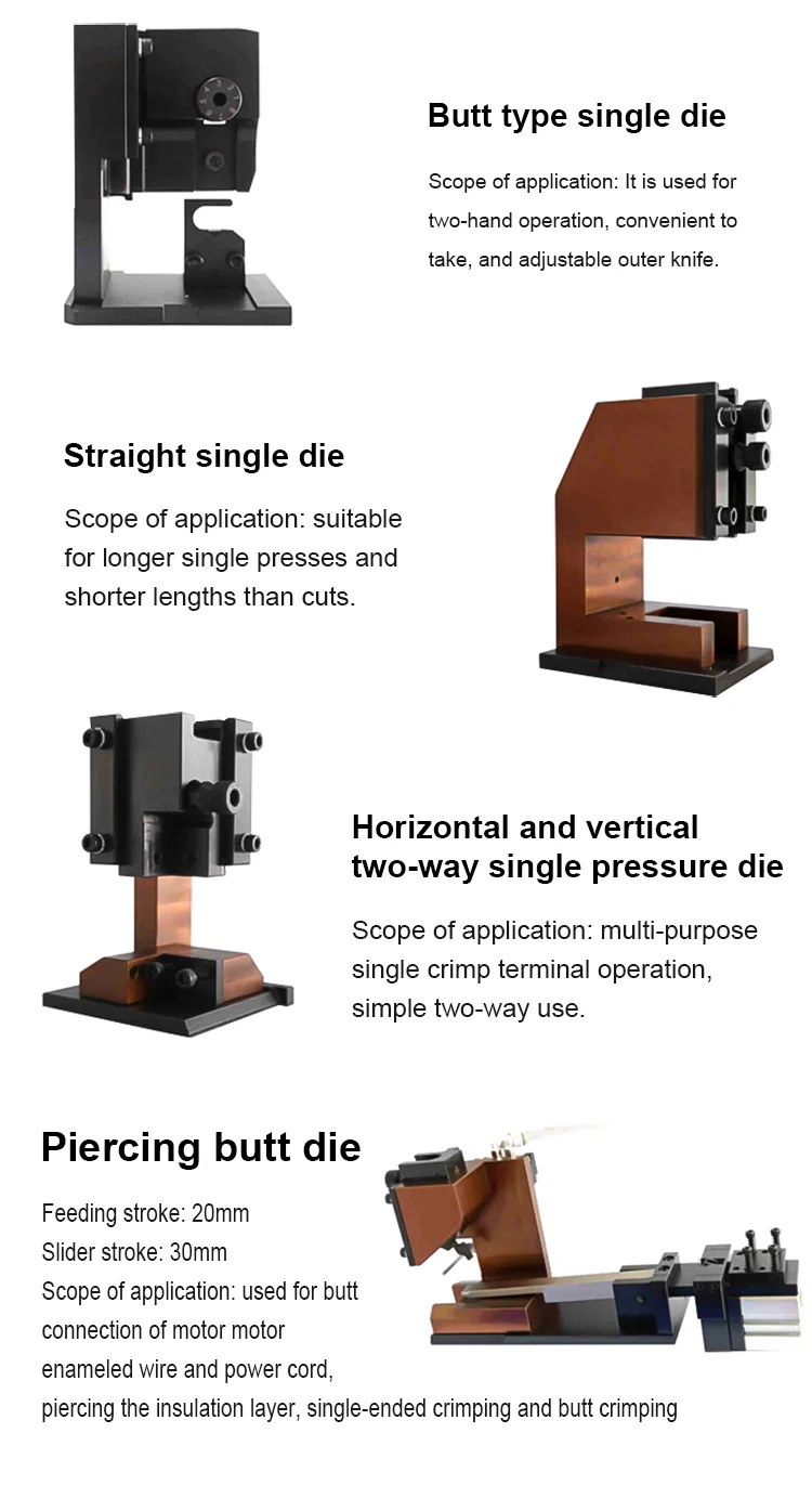 OTP mold for all types of terminal crimping machines, OTP mold for stripping machines, die Crimping mold change, termina