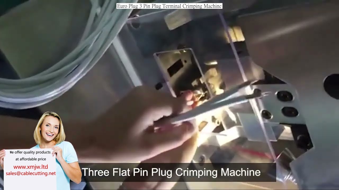 Máquina de Crimpagem Automática para Plugue Euro 3 Pinos | Precisão e Eficiência