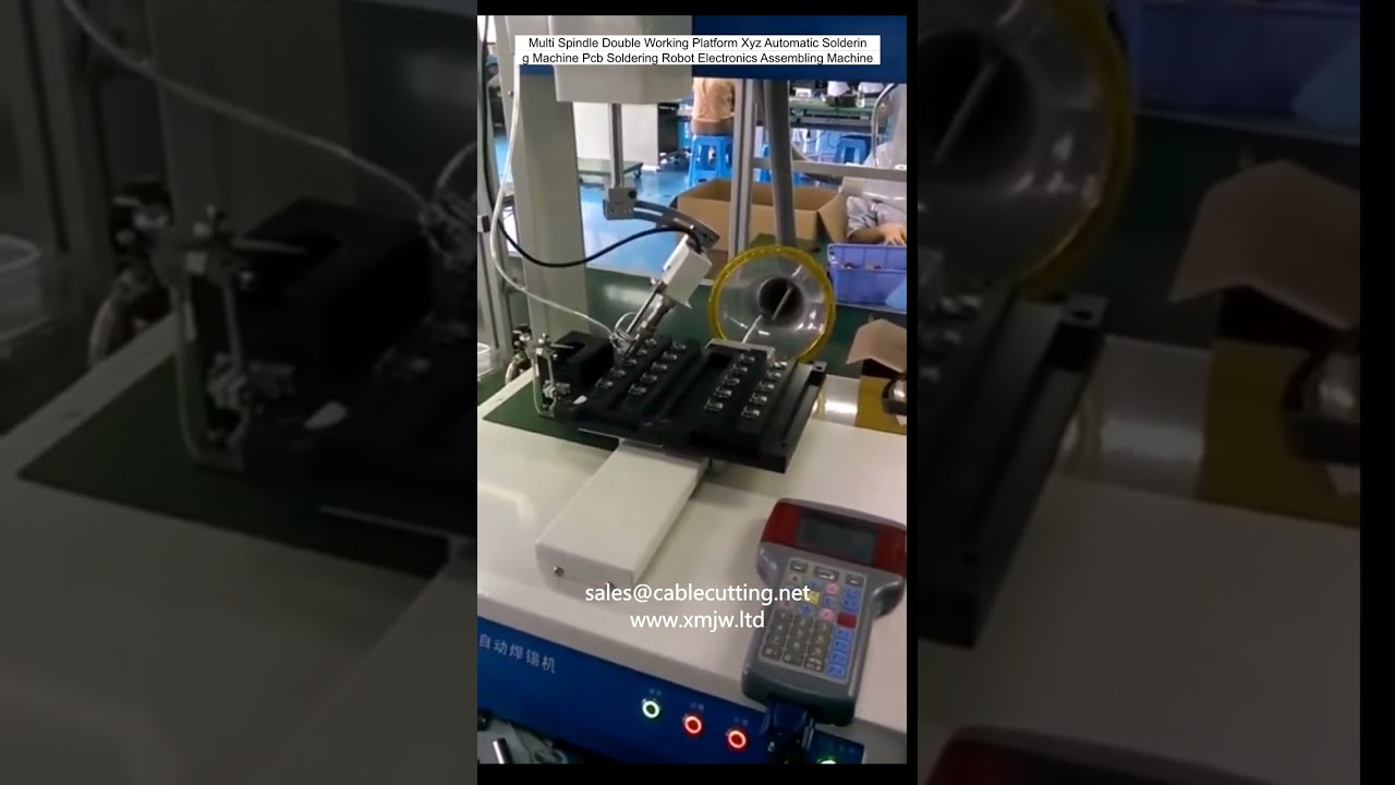 Máquina de Solda Automática XYZ com Múltiplos Fusos e Duas Plataformas de Trabalho para PCB - Robô de Soldagem Eletrônica