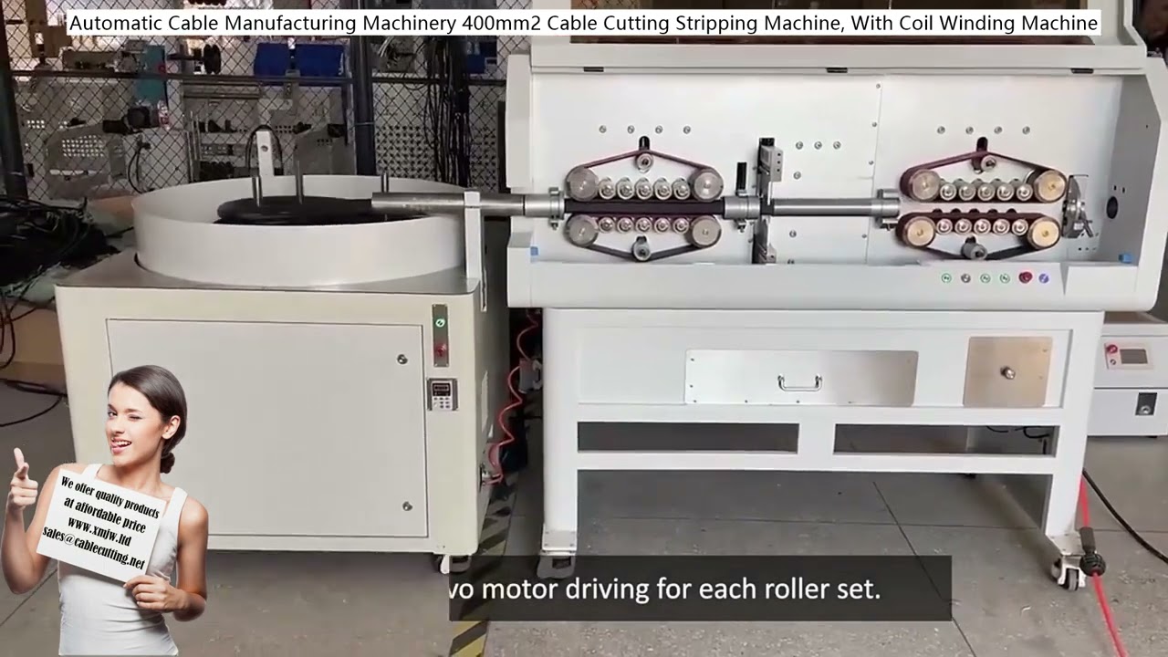 Máquina Automática de Corte e Decapagem de Cabos 400mm² com Bobinadeira - Fabricação Industrial