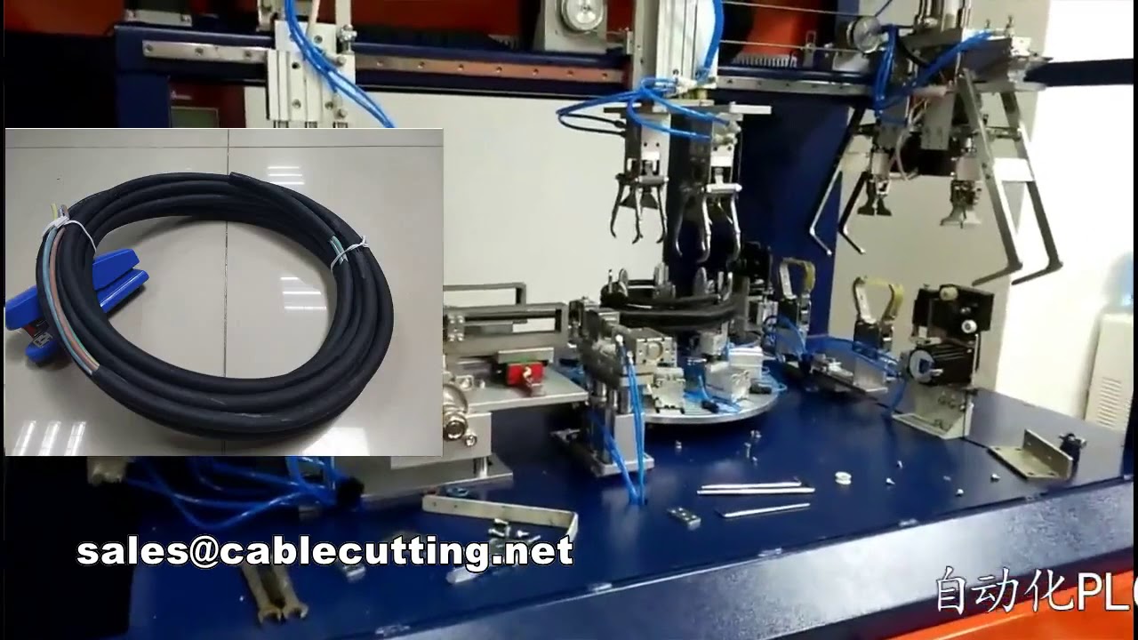 Máquina Automática Completa para Corte, Descascamento, Enrolamento, Bobinagem e Amarração de Cabos e Fios