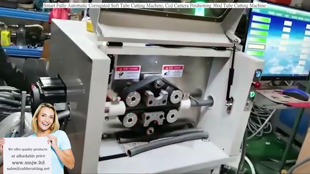 Smart Fully Automatic Corrugated Soft Tube Cutting Machine, Ccd Camera Positioning 30od Tube Cutting